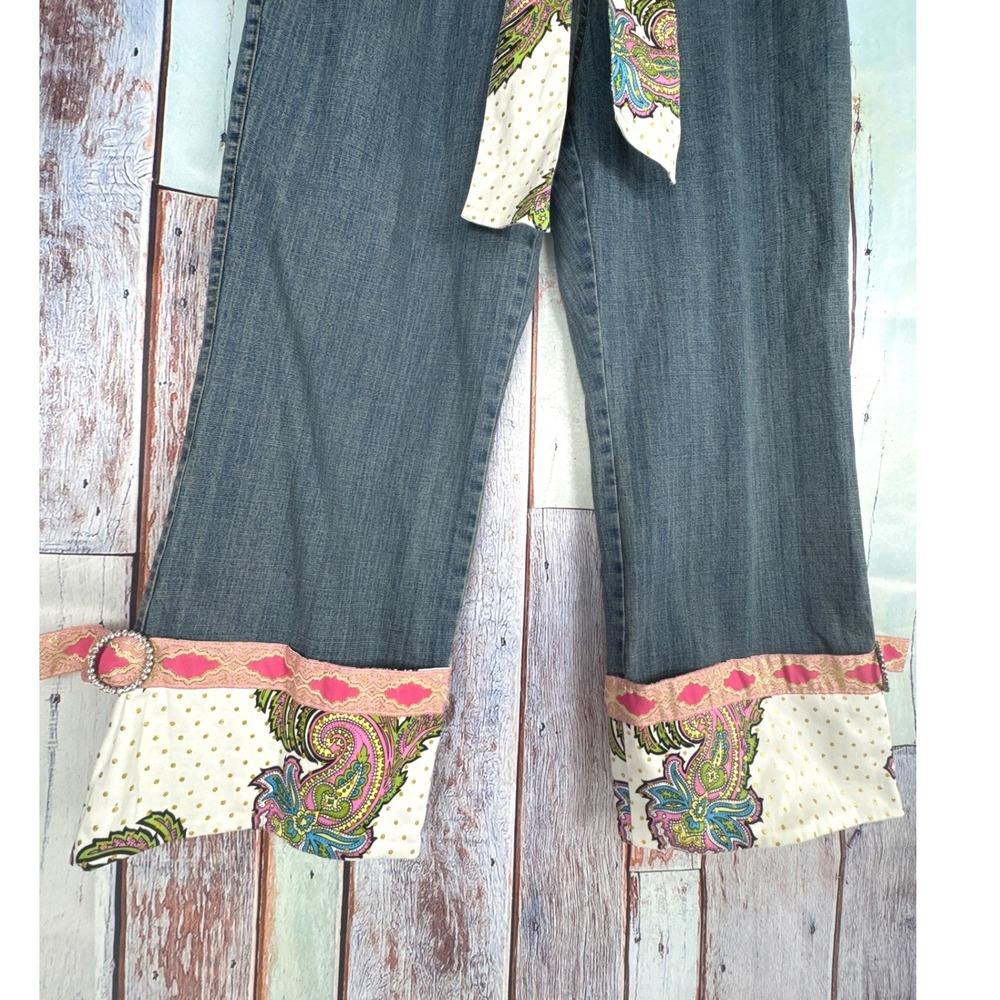 VTG JL New York Bohemian Paisley Cuff Sash Belt Cropped Wide Leg Size 14 Women - Picture 2 of 9